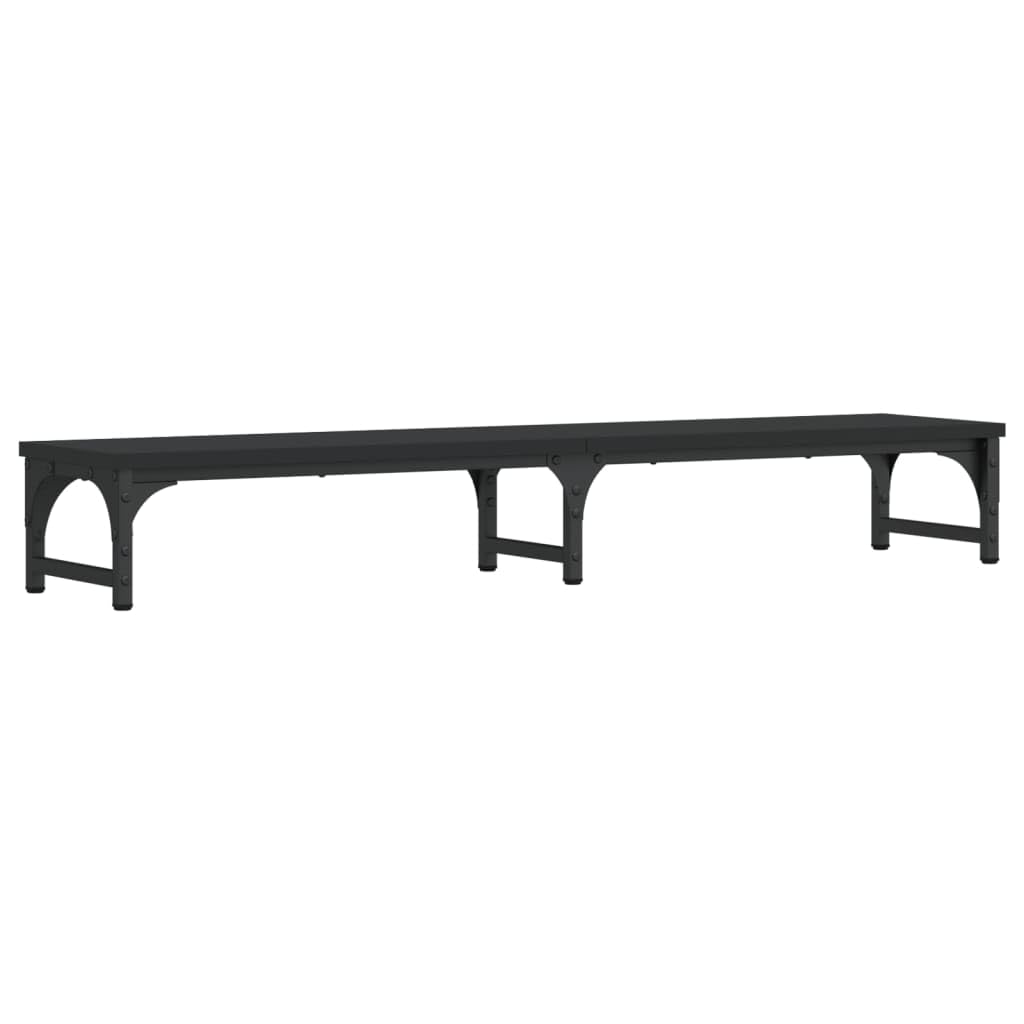Supporto per monitor nero in legno 105 x 23 x 15,5 cm con gambe regolabili, rialzo ergonomico per PC, laptop, notebook, tablet sul posto di lavoro