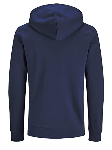 JACK & JONES Herren JJECORP Logo Sweat Hood, Navy Blazer/Large Print/W Bla, XS – Ansicht 3
