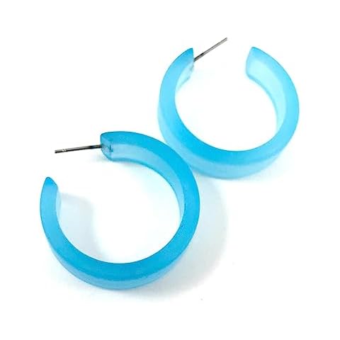 Leetie Lovendale Chandler Hoop Earrings, Lightweight & Hypoallergenic, Handmade Jewelry for Women, Small Round Circle Earrings, USA Made, Vintage Lucite Acrylic, 1.25” (30mm) Diameter, (Turquoise) Cover