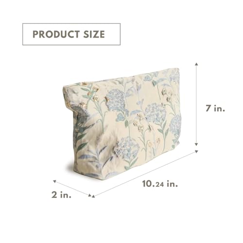 Hydrangea Floral Makeup Bag - Durable & Portable Travel Cosmetic Organizer with Zipper, Embroidered, Toiletry Bag for Women & Girls (Hydrangea Makeup Bag)4