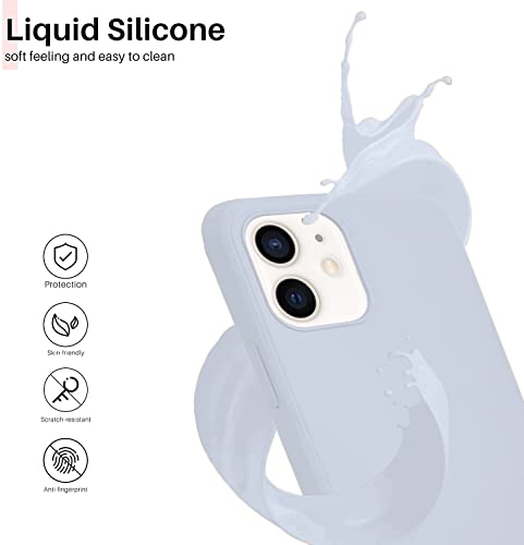 Image of DIZORO Microfiber Candy Case Compatible for iPhone 12 Mini Smooth Touch Cushion Liquid Soft Silicone Non-Slip Full Body Protective Shockproof Back Cover|5.4 inch|Solid (Sea Grey)