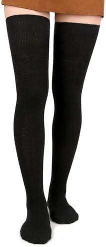 Moon Wood Women Thigh High Socks Extra Long Cotton Knit Warm Thick Tall Over the Knee Boot Stocking Leg Warmers Daily Cosplay