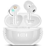 Wireless Earbuds Bluetooth 5.4 in Ear Light-Weight Headphones Built-in MIC, 48H Playback HiFi Stereo Bass Earphones, IPX7 Waterproof Ear Buds with Wireless Charging Case, Touch Control, White