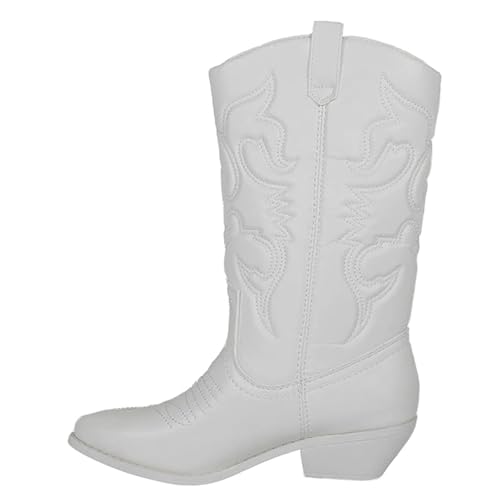Image of Soda Women's Mug Round Toe Faux Suede Stacked Heel Western Ankle Bootie