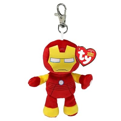 Ty Clips - Collezione Marvel, Anello Porta Chiavi di Peluche, Iron Man, Tutti i Tuoi Eroi Preferiti da Portare Sempre con Te, Idea Regalo per Grandi e Piccini - 10 cm - T34007