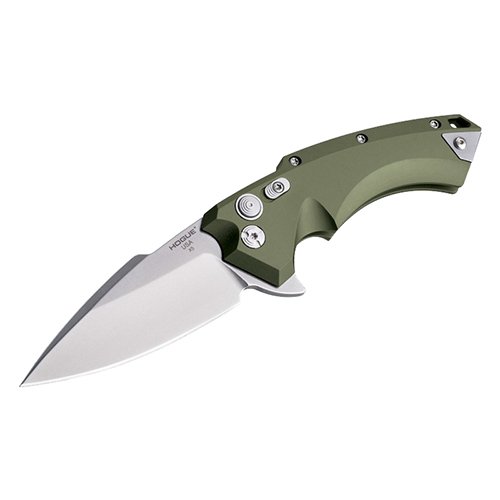Hogue, X5 Folding Knife, 3.50" Blade, CPM154 Spear Point Blade Tumbled Finish, OD Green Aluminum Frame