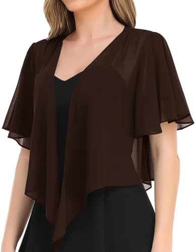 Image of Women's Solid Puff Sleeve Kimono Short Cardigan Loose Cover Up Casual Blouse Top Chiffon