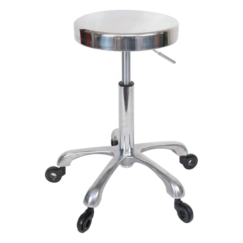 ZHAOYONGLI-End Tables Swivel Stool Chair Adjustable,Hydraulic Rolling Stainless SteelStool?Suitable forlaboratoriesChair for Medical Massage Salon Kitchen Spa Drafting (Hollow Wheel) (Silver)