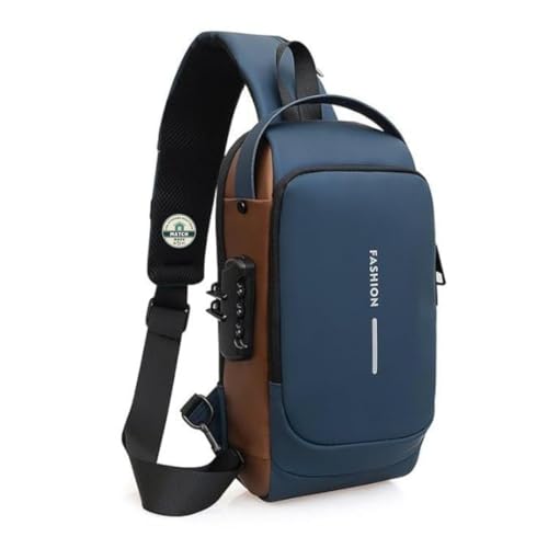 Image of MATCH MADE Anti-theft Waterproof Chest Sling Bag for Men with Password Lock & USB Charging - Travel Hiking Crossbody Daypack Backpack