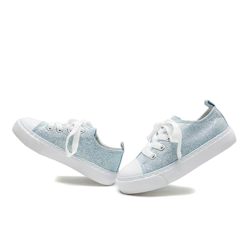 Toddler Canvas Sneakers for Boys & Girls - Breathable, Lightweight & Durable Lace-Up Shoes Non-Slip Rubber Sole, Classic School Style for Play & Casual Wear,Ages 2+4