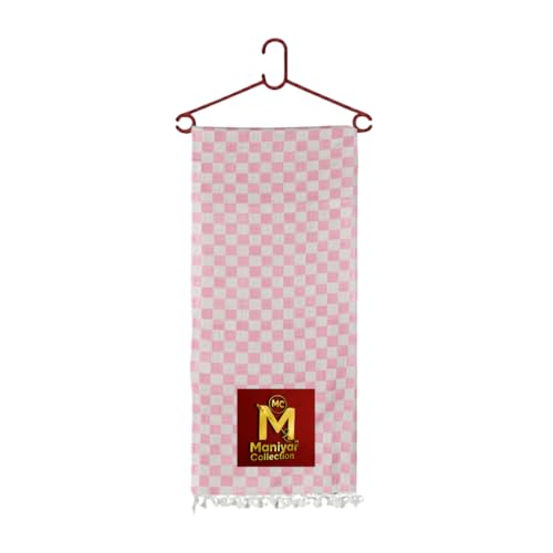 Image of MANIYAR COLLECTION Handloom Bhagalpuri Cotton Silk Mix Dull Andi 3D Checked Chadar - Soft Grey Comforter & Odhnewali Blanket for All-Season Sleeping - (220x125cm - Size) (Pink)