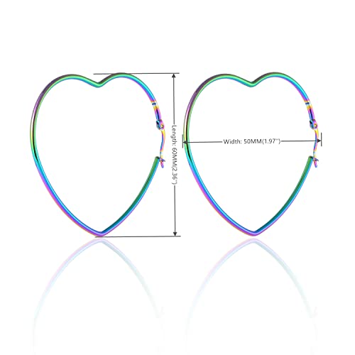 Pair Womens Large Heart Huggie Hinged Hoop Earrings2