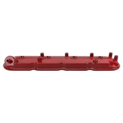 Image of TRQ Left Valve Cover Red Drivers Side Compatible with Buick Cadillac Chevrolet GMC Hummer Isuzu Pontiac Saab Workhorse Workhorse Custom Chassis