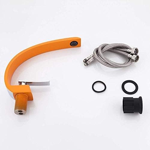 Robinet d'évier orange et chrome pour vasque de salle de bain design