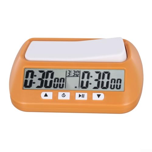 TDCuizent Reloj de ajedrez digital compacto para ajedrez chino y Go con modos de cuenta arriba/cuenta regresiva preestablecidos, configuración de hora de doble cara, alarma ajustable (amarillo)