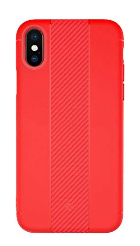 Apple iPhone X Totu Design Soft Series TPU Carbon Fiber Case Back Cover - Red