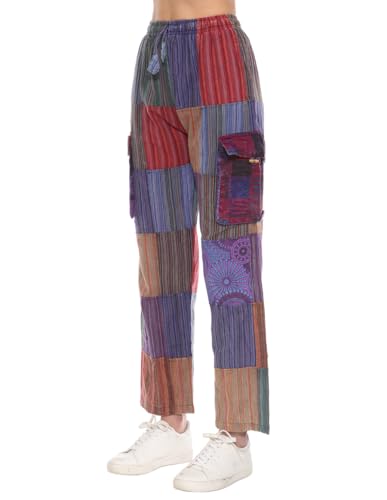 THE COLLECTION ROYAL Unisex Hippie Patchwork Bohemian Casual Rave Festival Harem Drawstring Boho Trouser Pants2