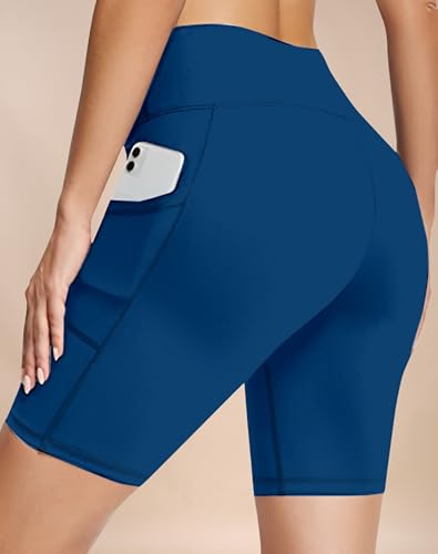 Image of High Waist Sports Activewear Shorts for Women and Girls Ideal for Gym and Yoga or Cycling with Side Pocket, Stretchable, Flexible, Slim Fit