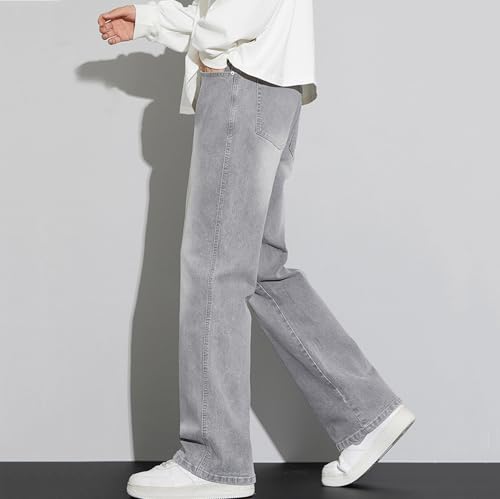 Mens Straight Leg Bootcut Jeans Stretch Mid Rise Relaxed Slim Fit Flared Jeans 90s Vintage Light Washed Denim Pants2