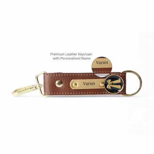 Image of Thebaegift Customized Leather Keychain | Personalized Birthday Gift for Men's | Handcrafted Organizer with Name Tag and Charms | Unique Birthday & Anniversary Gift For Men