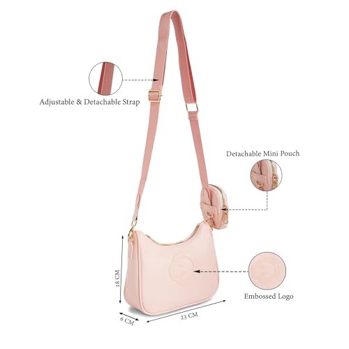 Image of Caprese Monroe Medium Crossbody Bag for Women | Sleek Monogram Sling Bag with Detachable Pouch | Adjustable and Detachable Strap Shoulder Bag for Everyday Use