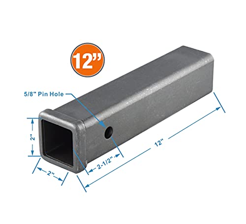 Image of TOPTOW 64455 Trailer Hitch Weld-on Receiver Tube 2-inch X 12-inch Storage Box Combo Bar, Raw Steel Finish