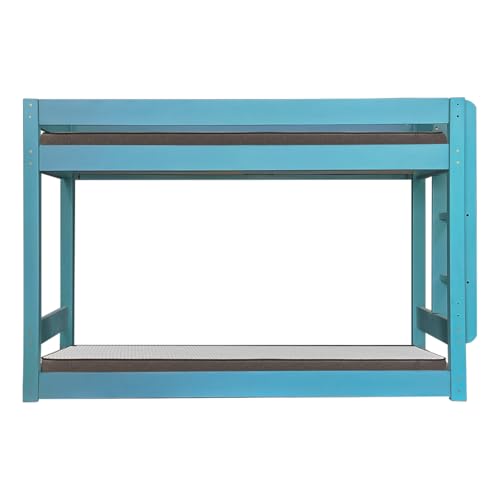 Image of KIDOMATE Solid Wood Bunk Bed for Kids with Underbed Storage & Toy Rack | Space-Saving Twin Bed with Guard Rails, Ladder, Safety Design for Boys & Girls (Turquoise Blue, Without Slide, Lagoon Bunk Bed)
