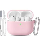 TNSNK for AirPods Pro 3 Case 2025, Cute Soft Silicone Case Compatible with Apple Airpods Pro 3rd Generation Cover Pink with Cleaner & Keychain for Women Girly, Anti-Scratch,Shockproof
