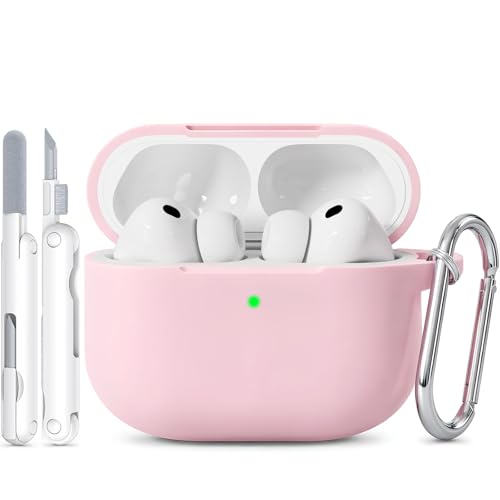 TNSNK for AirPods Pro 3 Case 2025, Cute Soft Silicone Case Compatible with Apple Airpods Pro 3rd Generation Cover Pink with Cleaner & Keychain for Women Girly, Anti-Scratch,Shockproof