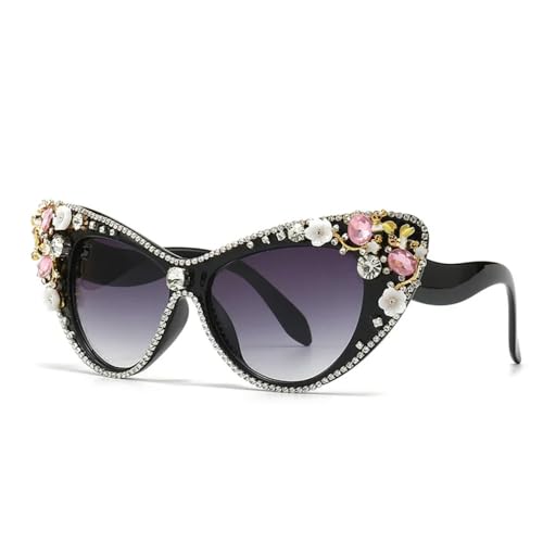 Lunettes de soleil œil de chat avec diamant de luxe et cristaux précieux MUTYNE