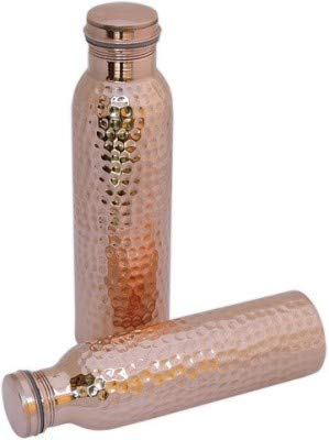 Bouteille D'eau En Cuivre Pur Avec Joli Motif Floral Pour Les Bienfaits De L'Ayurveda – 600 Ml
