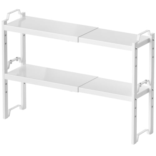 Image of Narrow Expandable Cabinet Shelf Organizer, Kitchen Countertop Storage