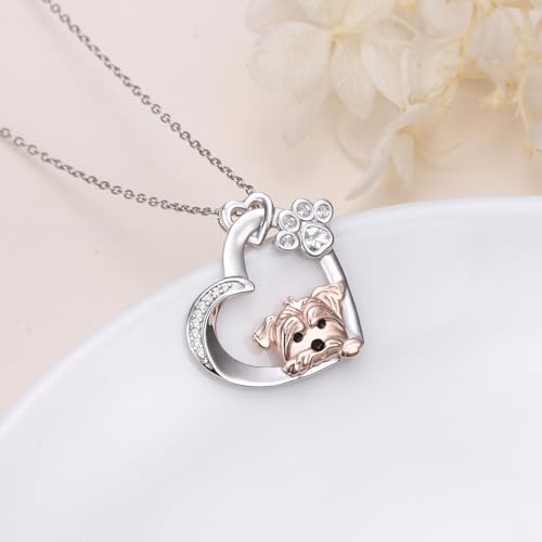 HOOHWE Sterling Silber Halskette mit Tieranhängern - Corgi, Yorkie, Schwein, Kapibara, Highland Kuh - 925 Silber Schmuck für Tierliebhaber