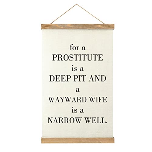 for A Prostitute Is A Deep Pit And A Wayward Wife Is A Narrow Well Natural Wood Hanger Frame & Canvas Poster Hanging Inspirational Painting Wall Home Decorative Artwork for Living Room Bedroom Office Holiday Gifts 13