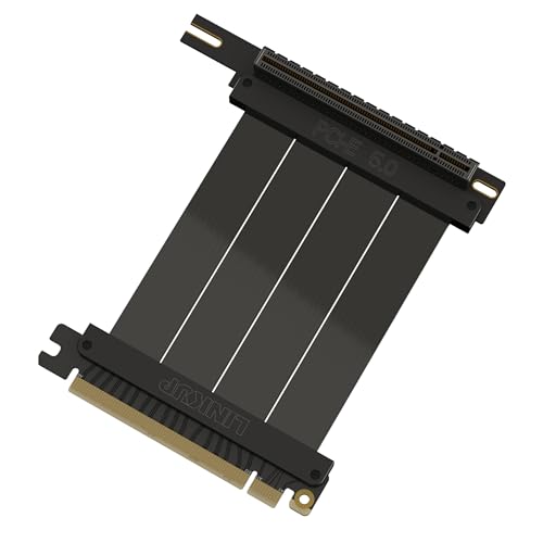 Image of LINKUP - AVA5 PCIE 5.0 Riser Cable (Open Box) | RTX5090 RX9070 GPU Ready | x16 128GB /s Speed | Compatible with PCIe 4.0 & WRX80 /WRX90E | Right Angle, Black 10cm (Total Length 14cm)