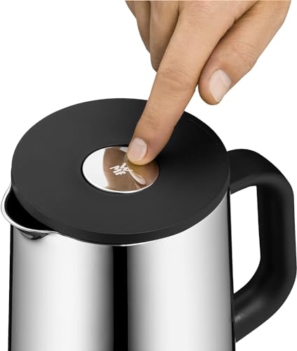 Foto von WMF Impulse Thermoskanne schwarz 1l, Isolierkanne für Tee oder Kaffee, Druckverschluss, Teekanne Thermoskanne hält Getränke 24h kalt & warm