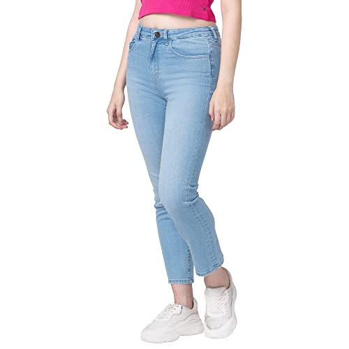 Image of Spykar Women's High Rise Cotton Slim Straight Fit Ankle Length Jeans (Emma)