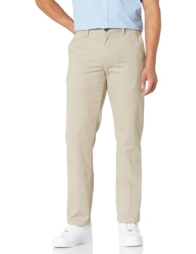 Amazon Essentials Herren Knitterarme Flatfront-Chinohose, Enger Schnitt, Khakibraun, 30W / 32L