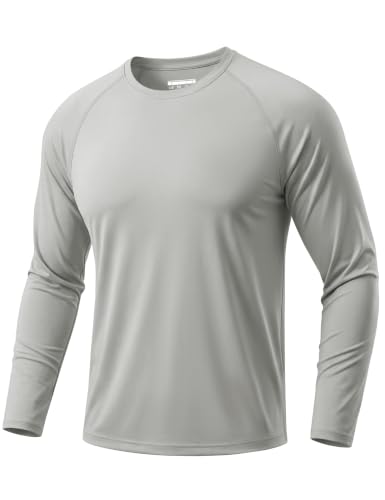 TACVASEN Homme T-Shirt à Manches Longues Protection Solaire Rashguard Top extérieur Anti-UV Chemise Légère Séchage Rapide Camping Voyages Pêche Gris...
