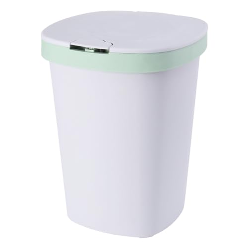 SHINEOFI Poubelle à Bouton-poussoir Plastique 30l avec Couvercle Grosse Capacité Couleur Vert Clair Poubelle Silencieuse Cuisine Salon et Bureau avec...