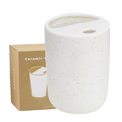 Handmade Ceramic Travel Coffee To Go Tumbler with Half Lid, 17oz Unique Tea Coffee Cup with Sip-top...