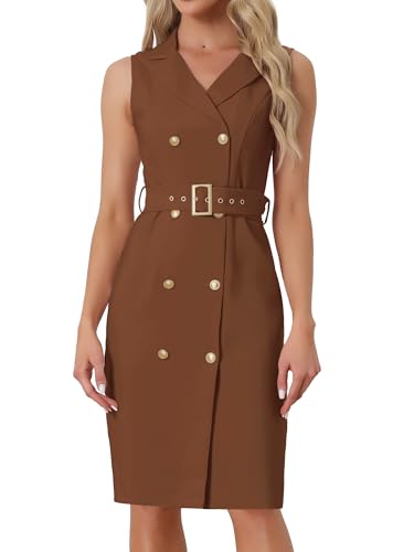 Image of Allegra K Womens Blazer Dress Sleeveless Button Down Business Work Dresses