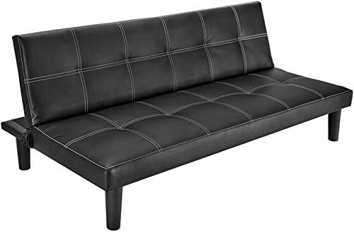 Preisvergleich Produktbild Schwarz Kunstleder Wohnzimmer Schlafsofa Schlafsofa,Black