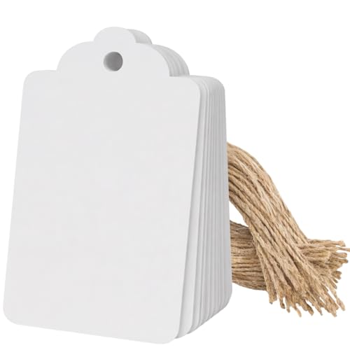 Image of CVANU 300pcs Premium Color Tag Blank Hanging with Pre-Punched Hole Tags for DIY Crafts, Gift Wrapping, Labelling & Writable Decorative Tags for All Occasions (2.85in X 1.7in) Dusty Grey