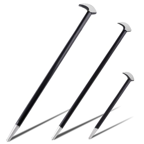 LEONTOOL 3PCS Rolling Head Pry Bar Set Heavy Duty Indexing Pry Bar Set for Automotive Machinery Aligning & Prying, 6 Inch 12 Inch 16 Inch Automotive Pry Bars Hand Tool Pry Tool, Carbon Steel
