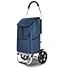 VOUNOT® Einkaufstrolley Klappbar aus Aluminium mit 58L Wasserdichter Tasche, 2 Extra große Räder mit Schutzblech, Faltbarer Einkaufswagen, Treppensteiger Trolley, Marineblau