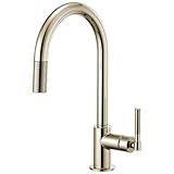 Brizo 63043LF-PN Litze Pull-Down Faucet with Arc Spout and Knurled Handle In Polished Nickel