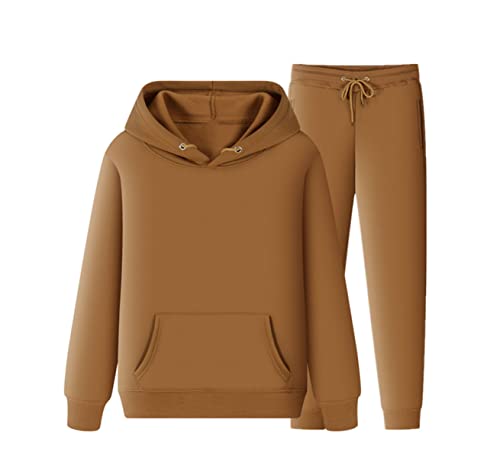 Survêtement d'hiver en polaire homme marron ensemble chaud taille XL