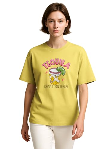 Image of HELLCAT Beige Trendy Printed Oversized T-Shirt for Women