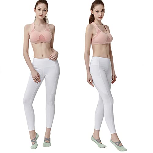 POKEAT 5Pair Women's Non Slip Ballet Dance Sock Silicone Yoga Socks Ladies Cross Straps Pilates Cotton Sports Socks